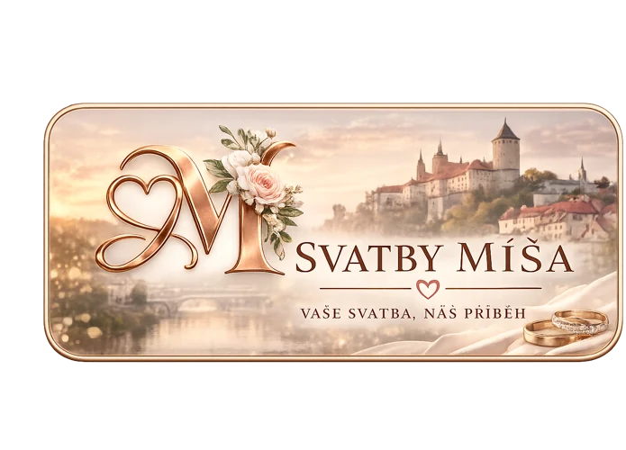 Svatby Míša — zlaté logo s květinami